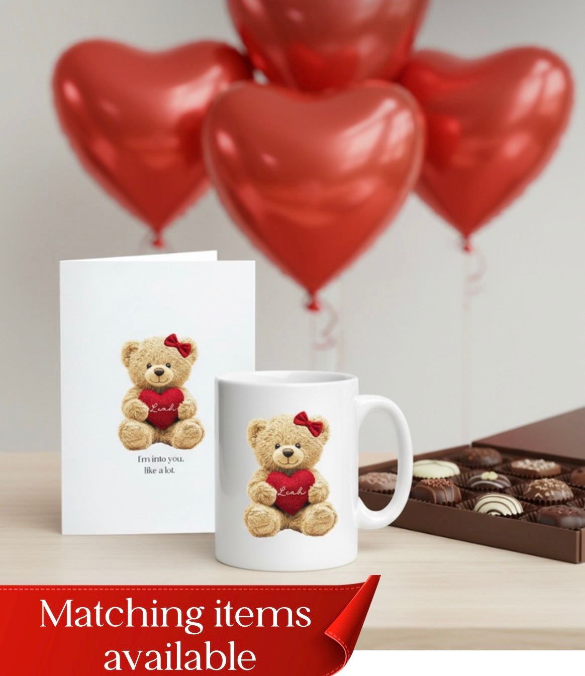 Personalised Teddy Bear Valentine’s Mug - 11oz Ceramic
