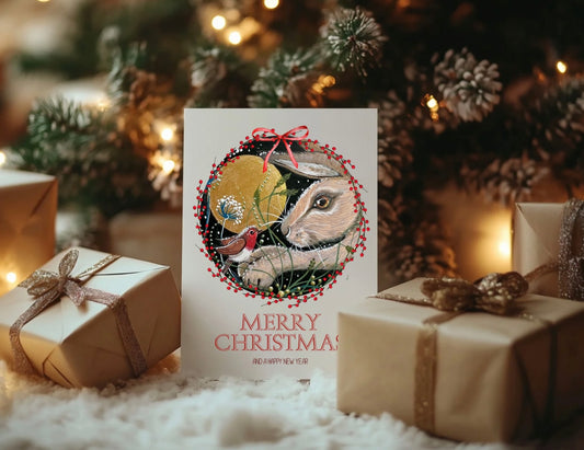 Hare and Robin – Christmas Card (Pack of 4)