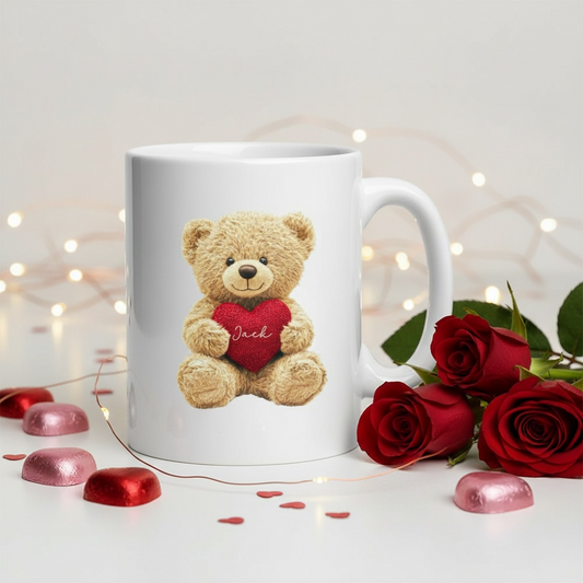 Personalised Teddy Bear Valentine’s Mug - 11oz Ceramic