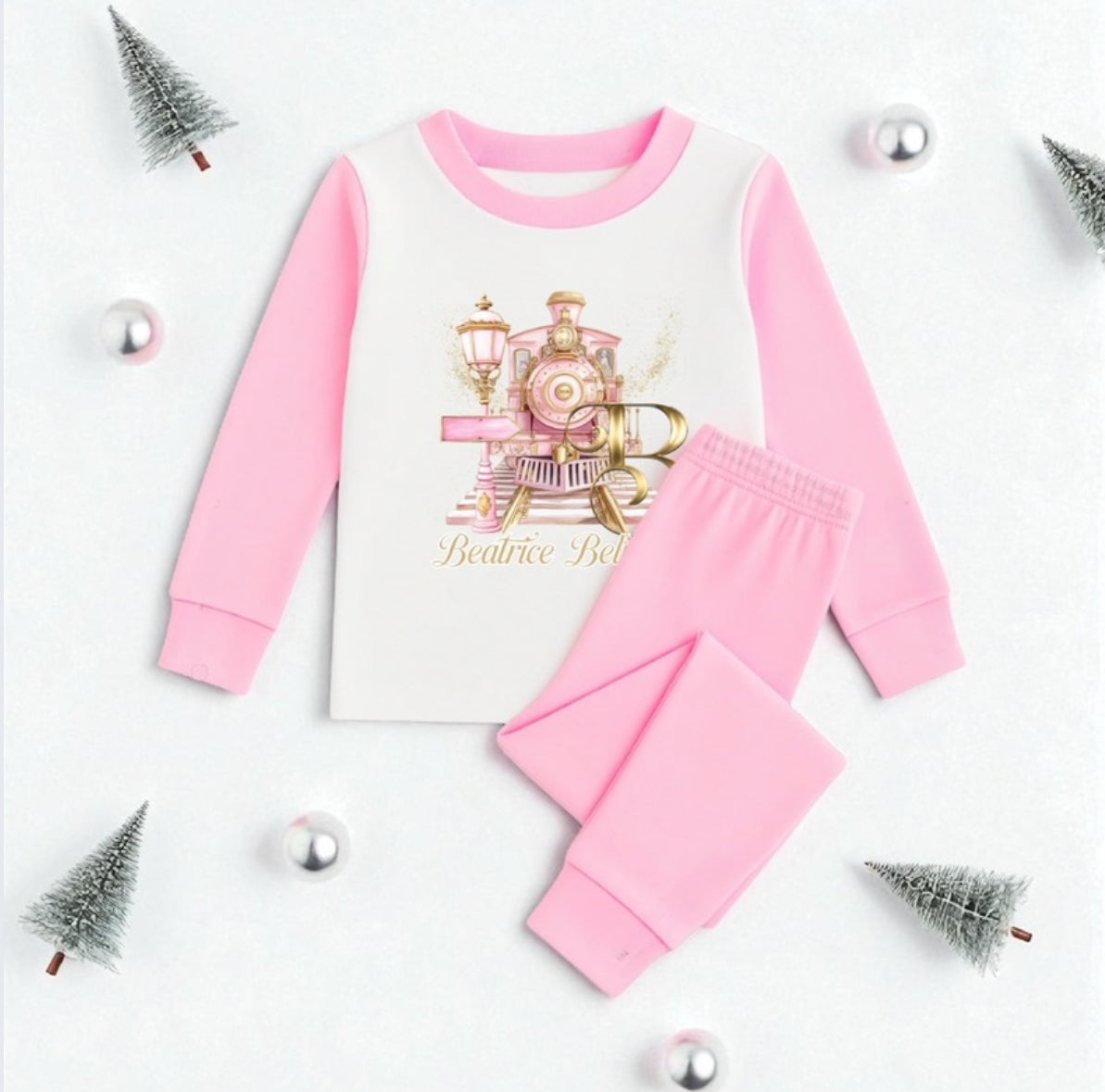 The Polar Express Personalised Christmas Pyjamas - Pink