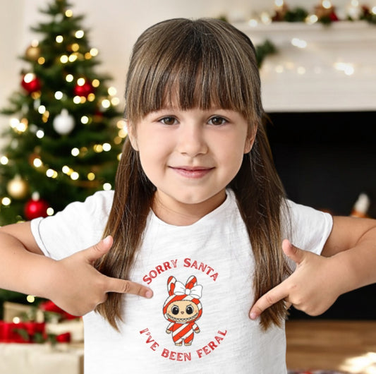 Sorry Santa I’ve Been Feral Kids T-Shirt