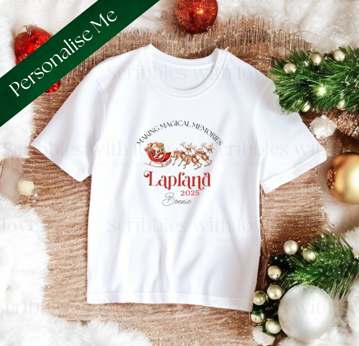 Personalised Kids Lapland 2025 T-Shirt – Custom Christmas Family Holiday Shirt Keepsake