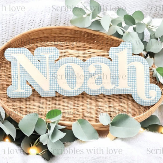 Gingham Name Door Plaques