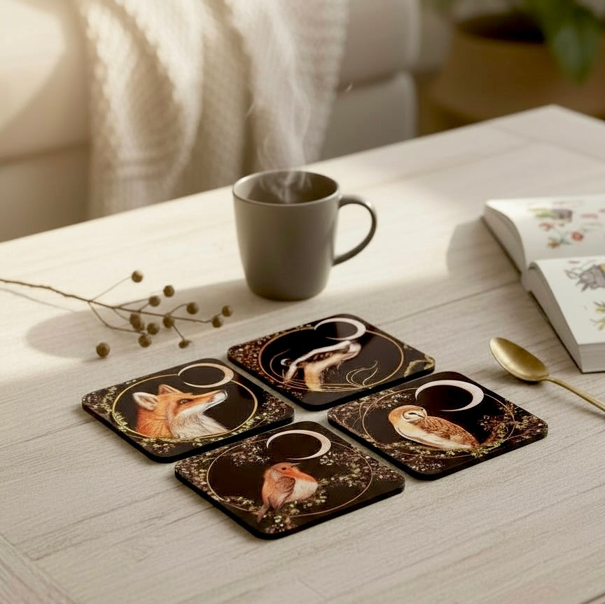 The Woodland Quartet - Set of 4 Cork Back Coasters