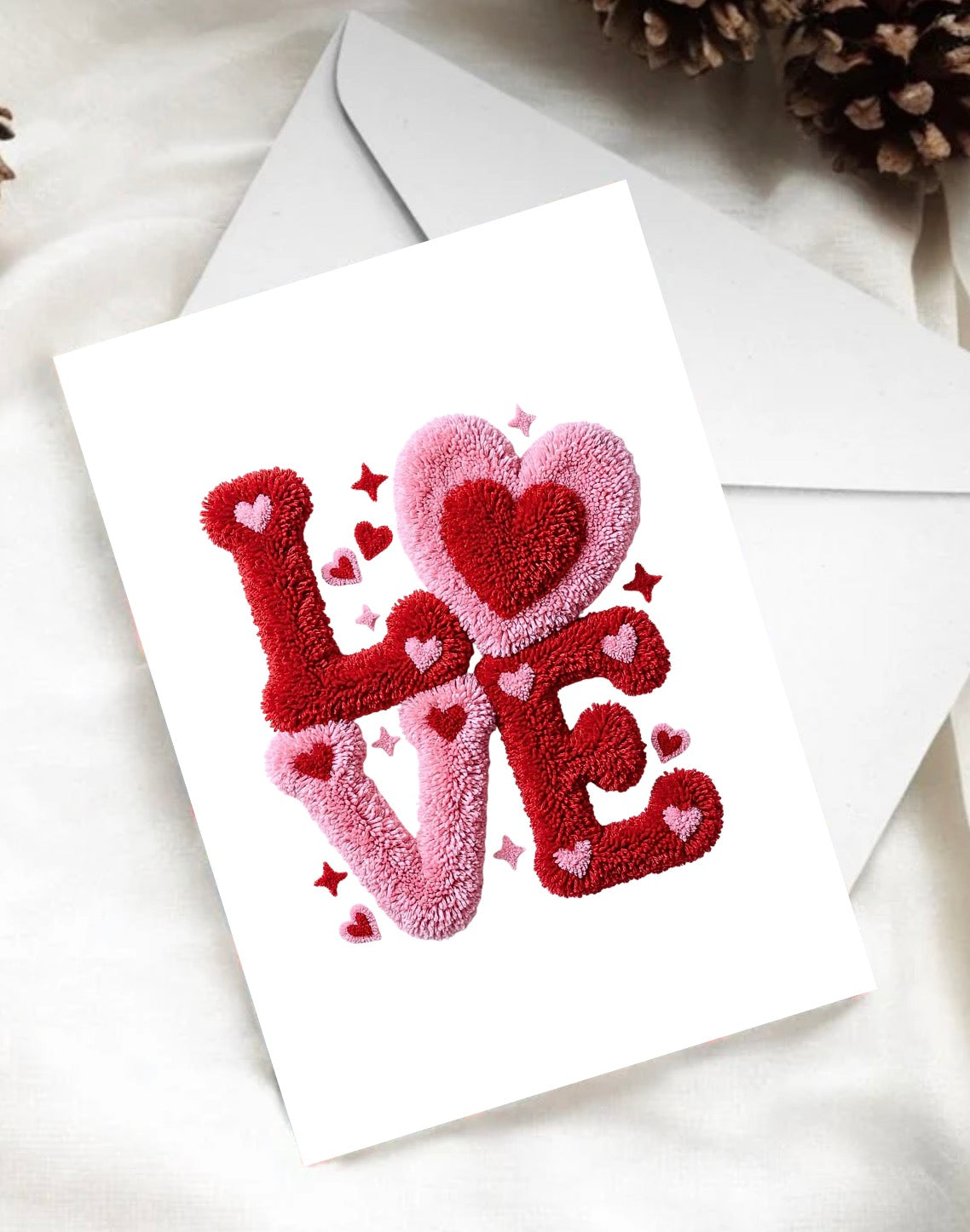 Plush LOVE Valentine’s Card – Cute Romantic Heart Design