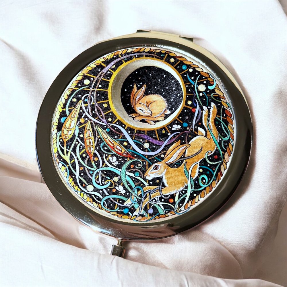 NEW! Hare In The Moon compact mirror