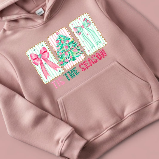 ‘Tis the Season’ Girls Hoodie – Dusty Rose Pink