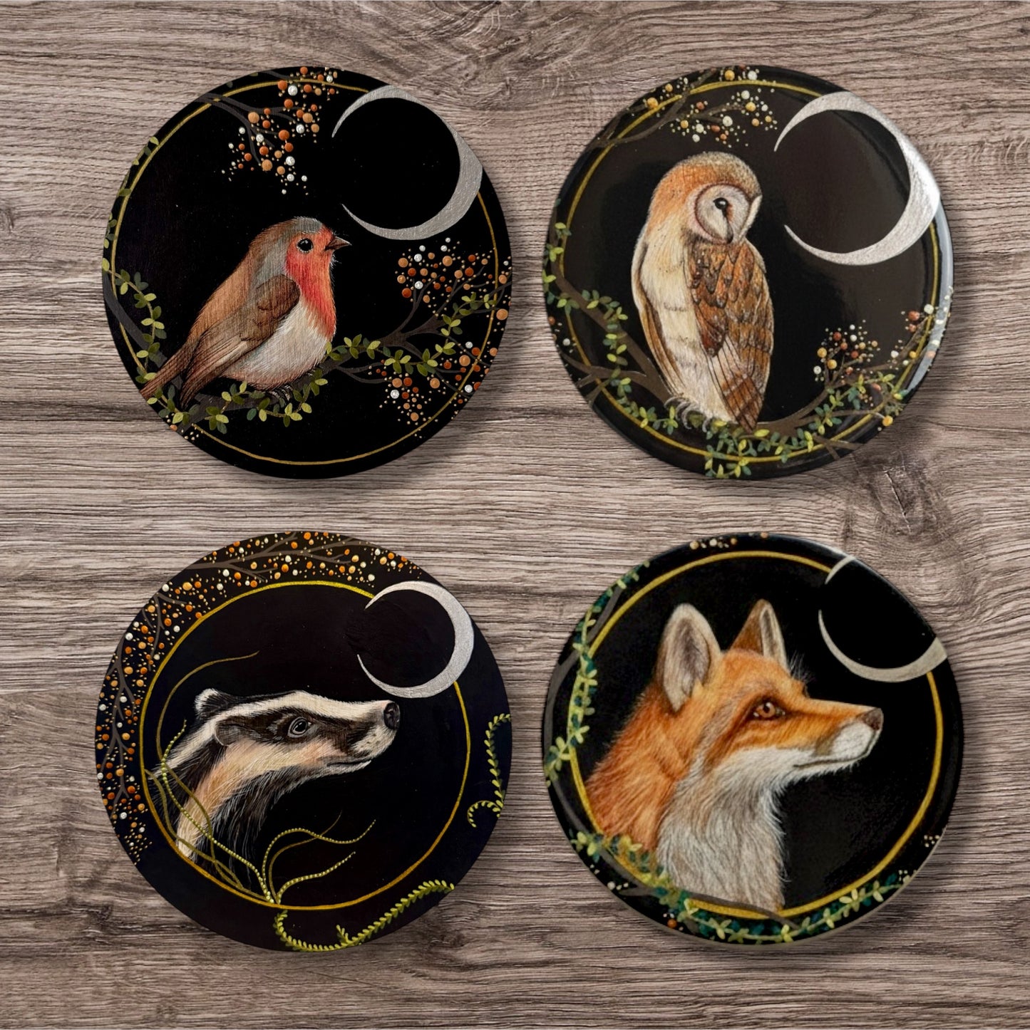 Woodland Quartet - Ceramic Cork Coasters