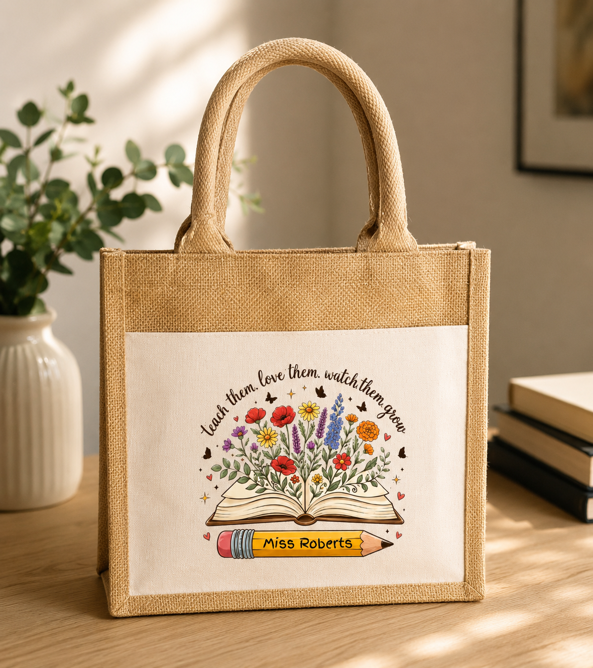Personalised Teacher Gift Jute Bag – Small