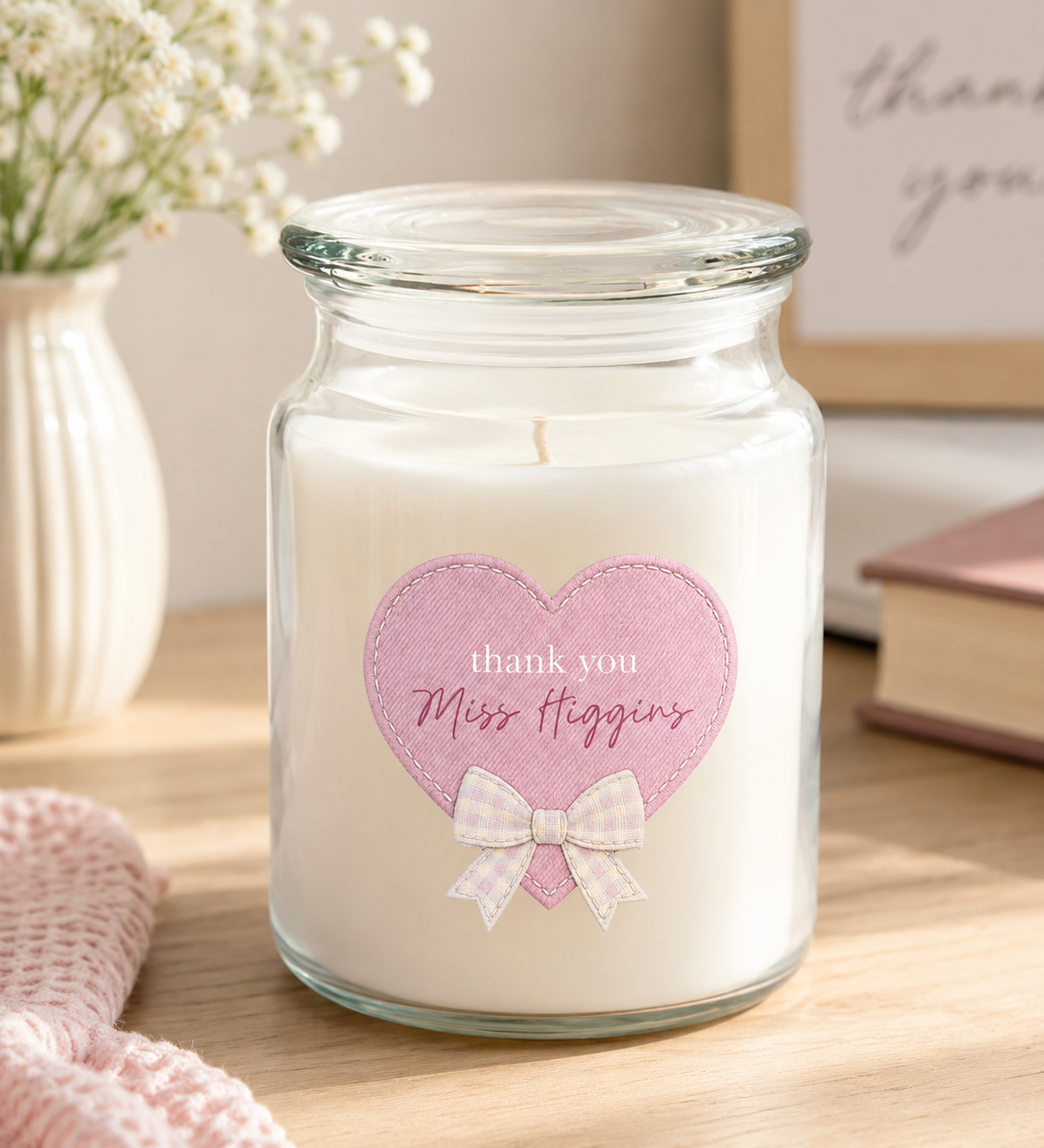 Teacher Candle – Personalised Clean Linen Candle (18oz)