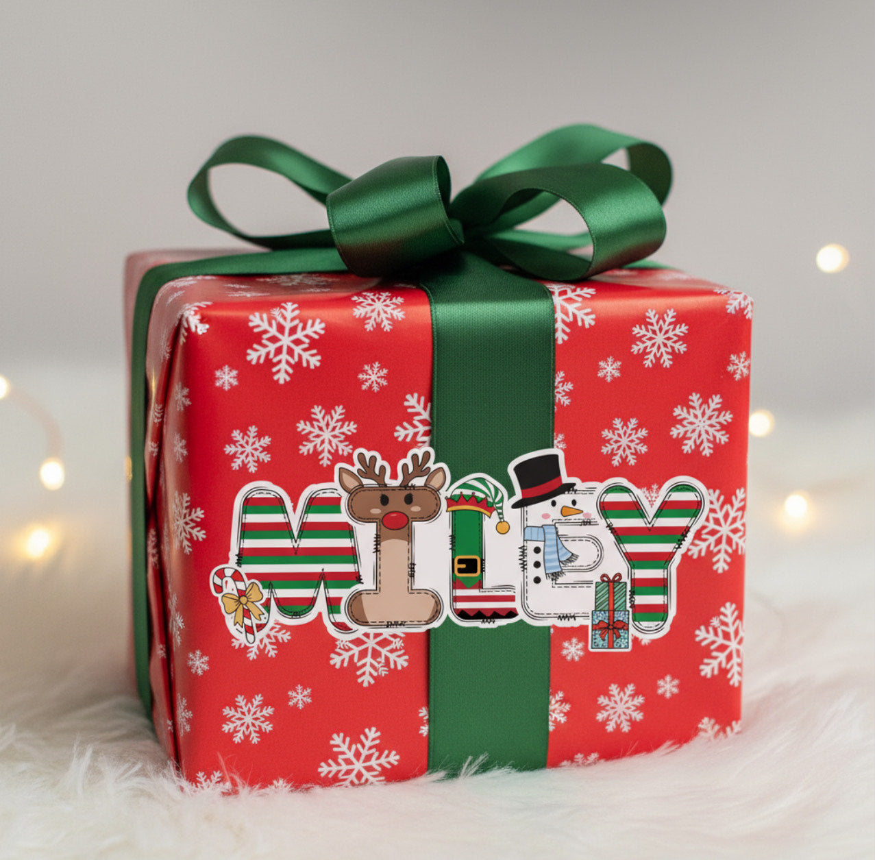 Personalised Christmas Gift Stickers – Custom Name Labels, 2 Sizes, 2 Sheets, Glossy Finish