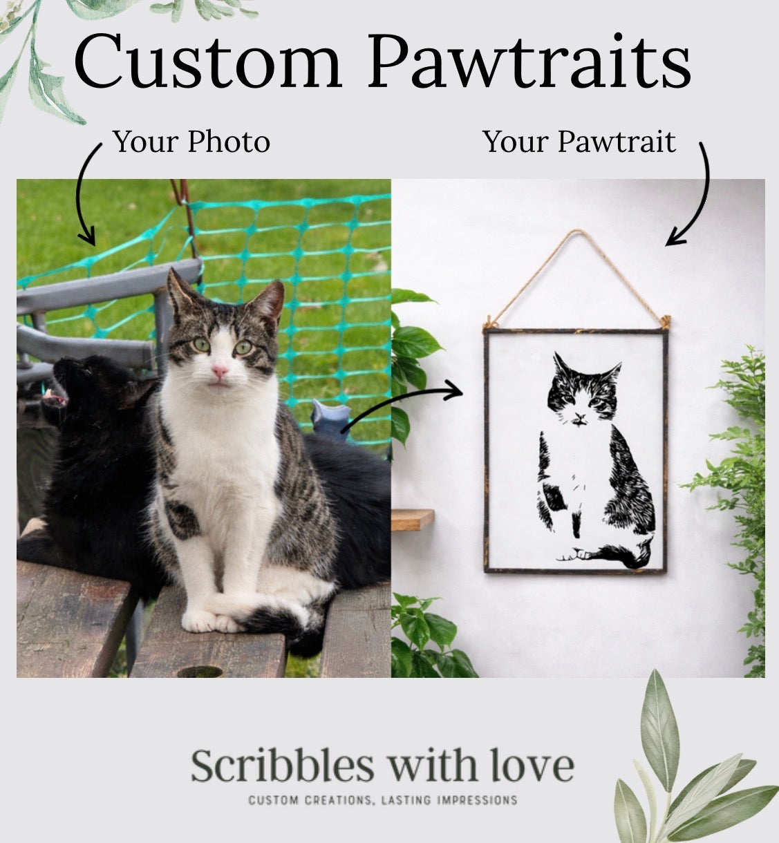 Pawtrait – Custom Pet Portrait in Glass Frame
