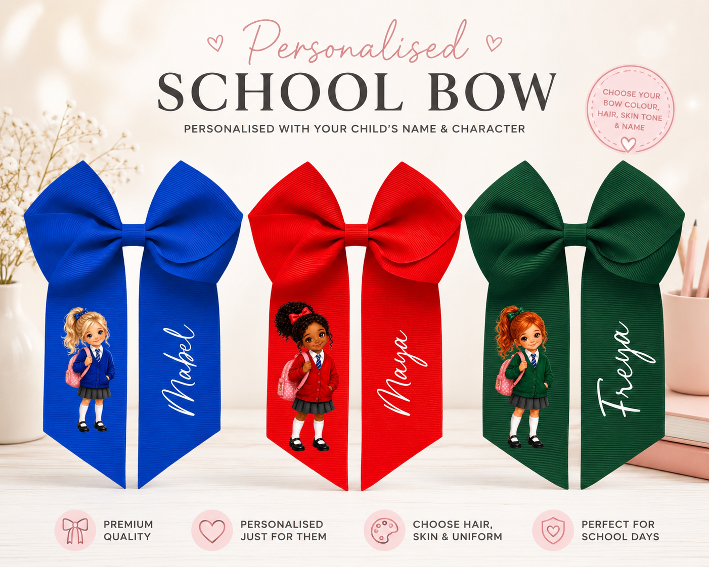 Personalised School Bow | Character Collection