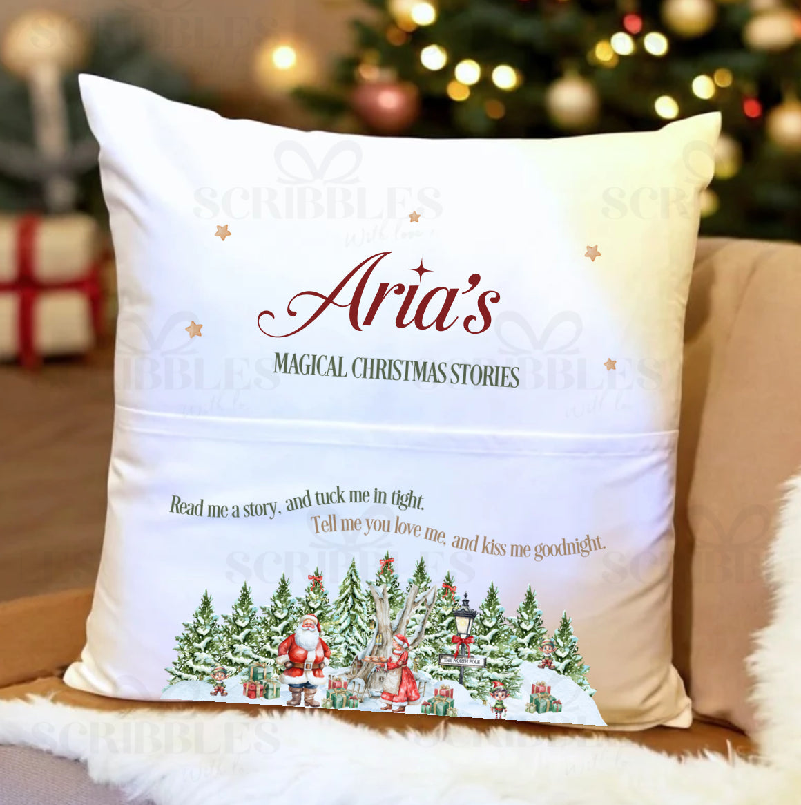 Personalised Christmas Story Cushions – 40x40cm, 150gsm (Cushion Inner Not Included)