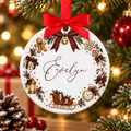 Personalised Traditional Christmas Wreath Ceramic Ornament