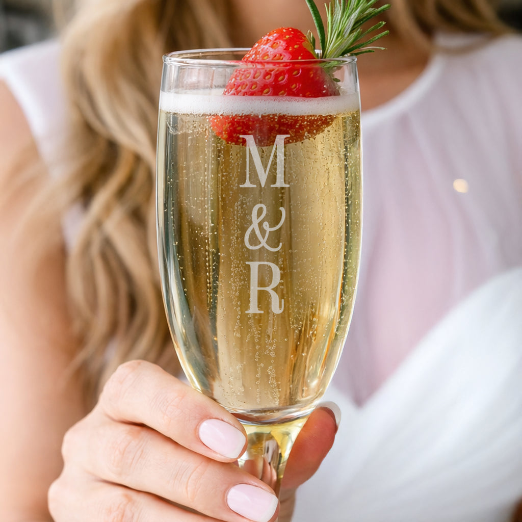 Personalised Couples Initials Flute Glass - Set of 2
