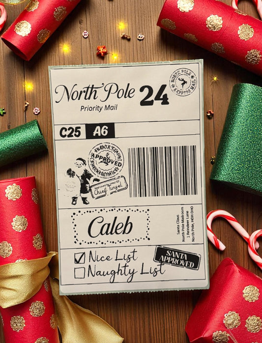 Personalised North Pole Christmas Shipping Labels - Pack of 15