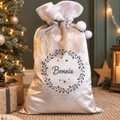 Personalised Grey Holly Luxury Christmas Sack