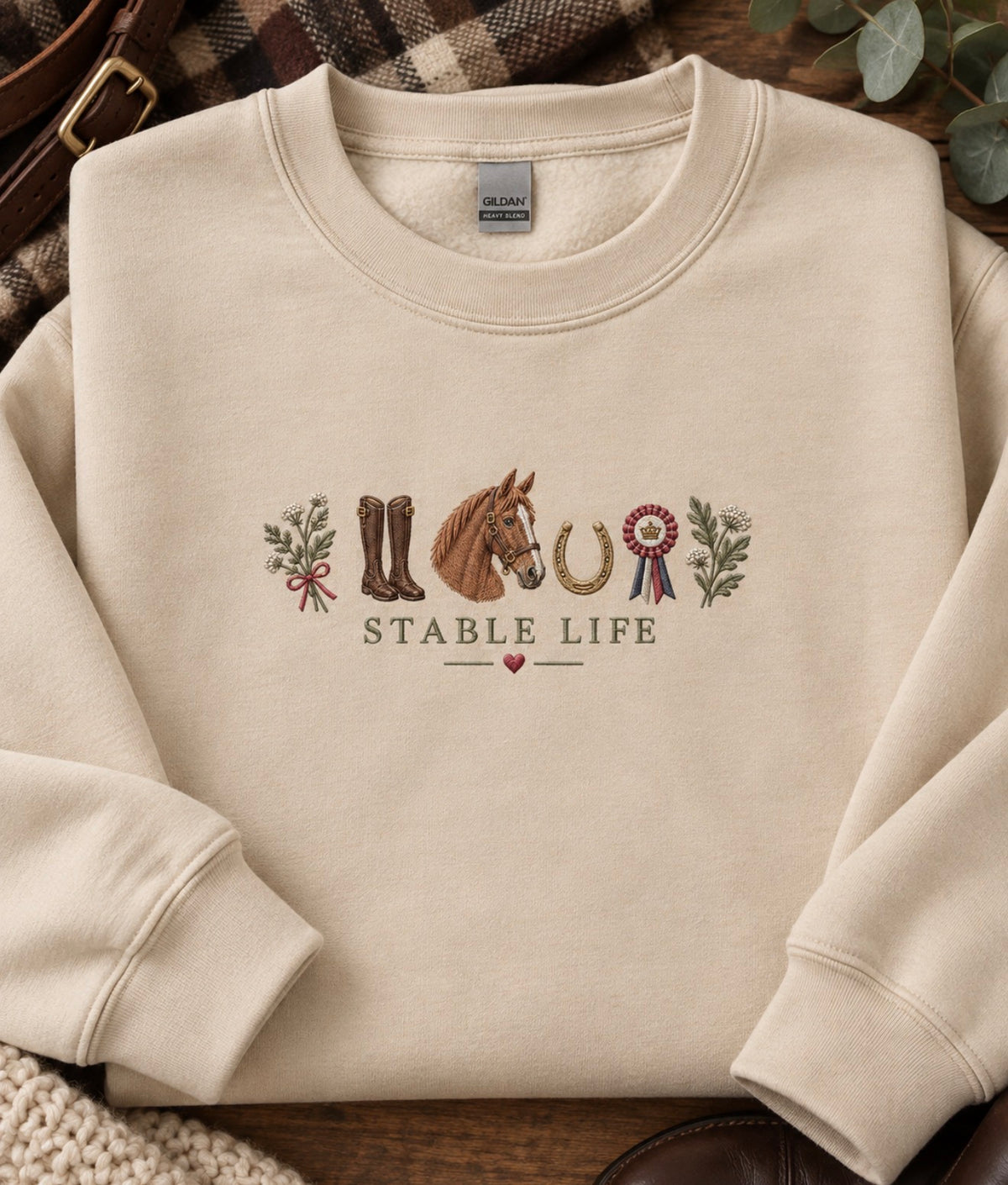 Stable Life Sweatshirt | Embroidery Effect Equestrian Sweatshirt