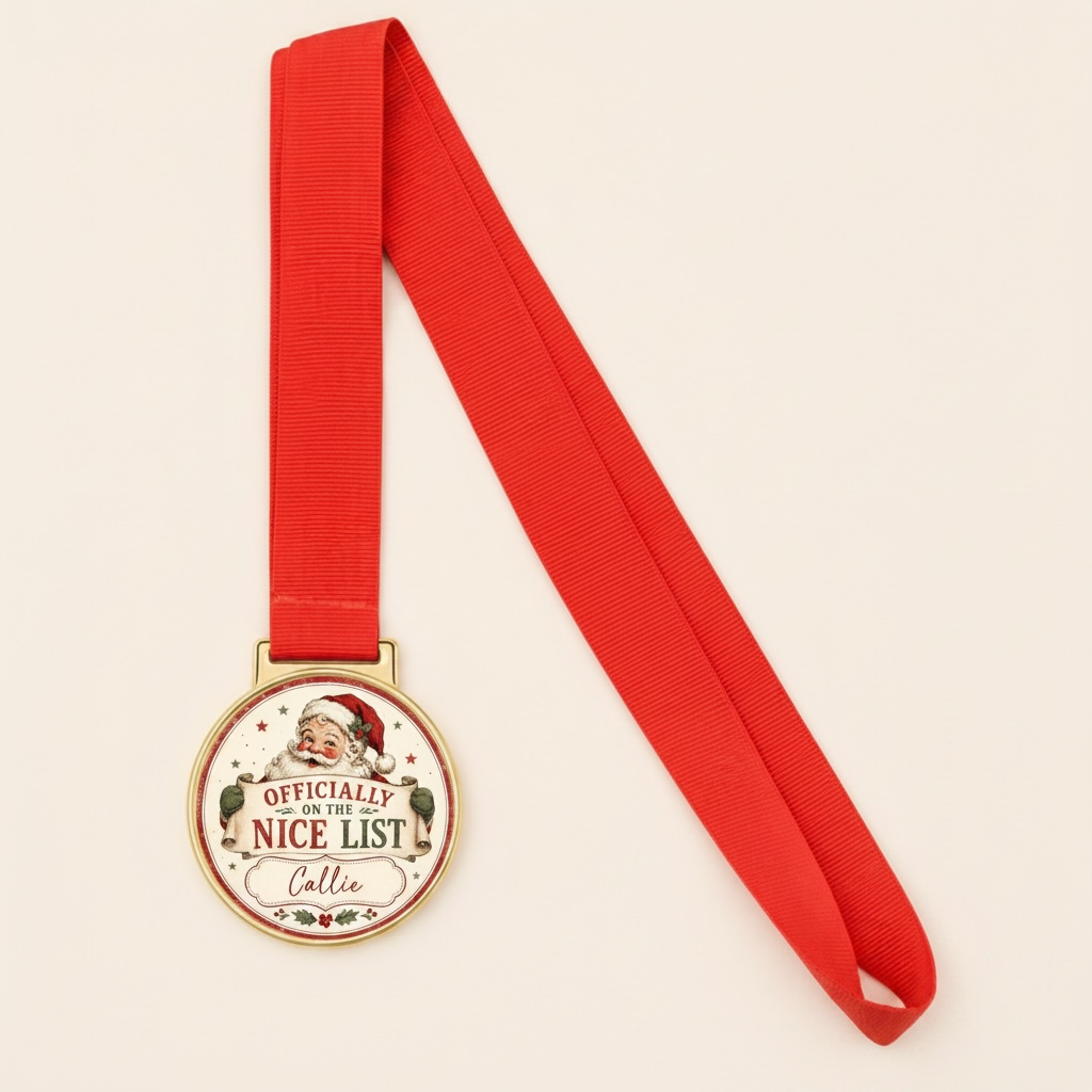 Personalised Official Nice List Christmas Medal