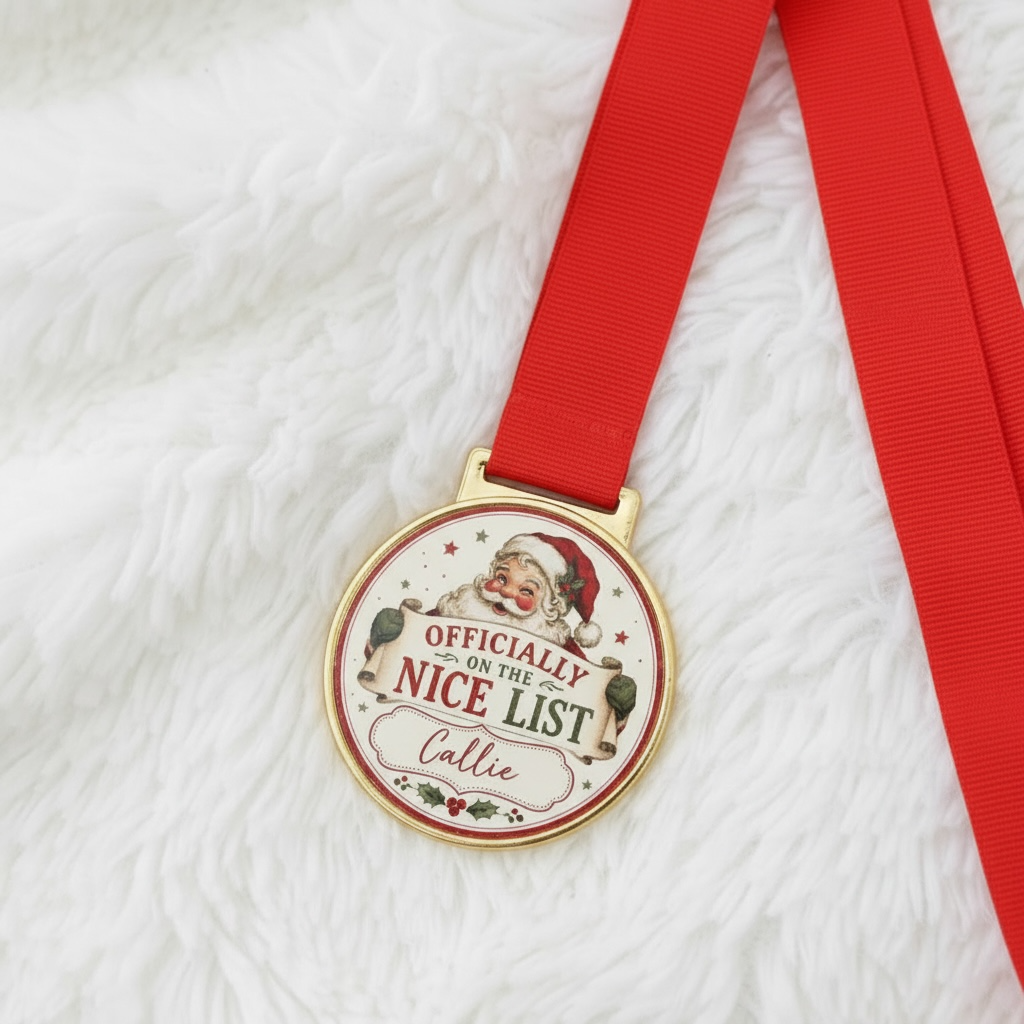 Personalised Official Nice List Christmas Medal