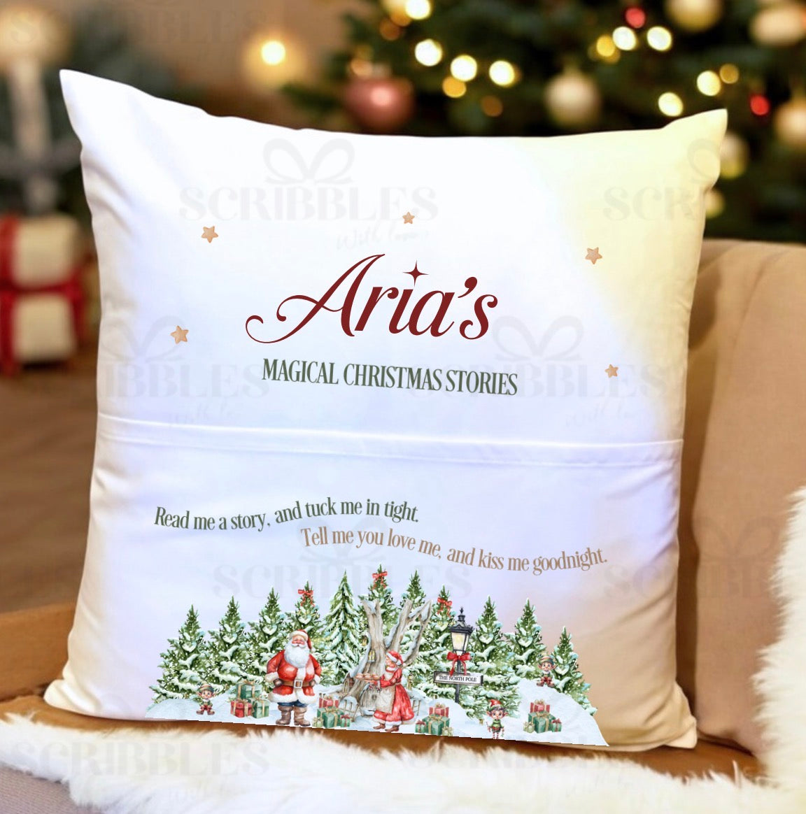Personalised Magical Christmas Stories Pocket Cushion