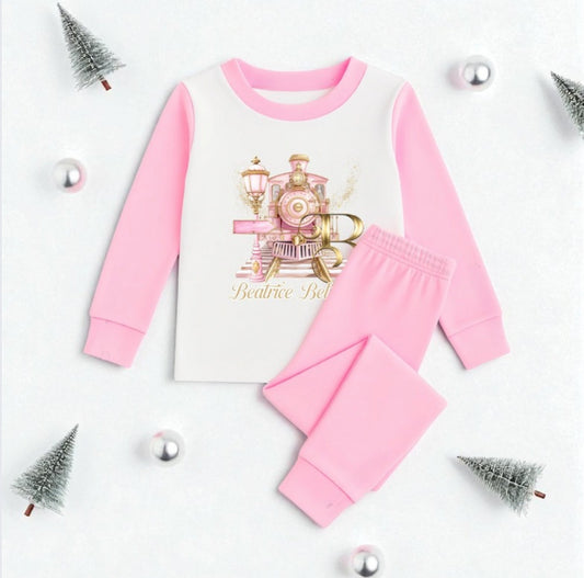 The Polar Express Personalised Christmas Pyjamas - Pink