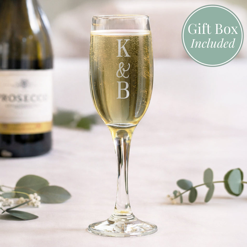 Personalised Couples Initials Flute Glass - Set of 2
