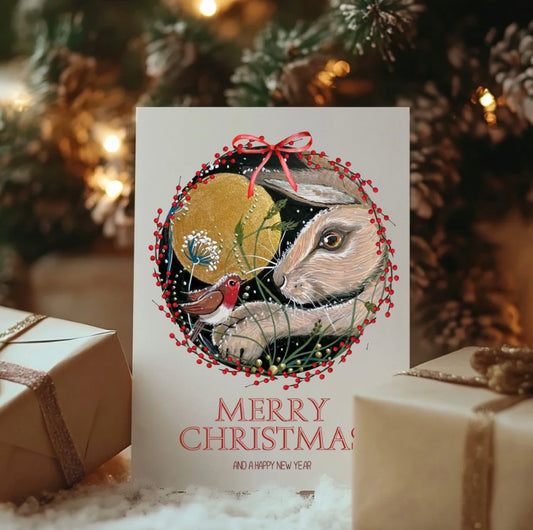 Hare and Robin – Christmas Card (Pack of 4)