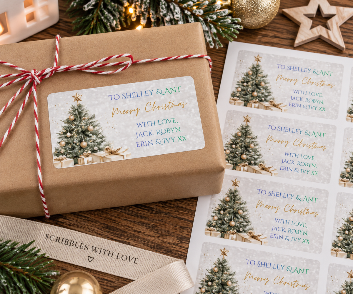 Personalised Elegant Christmas Tree Gift Stickers