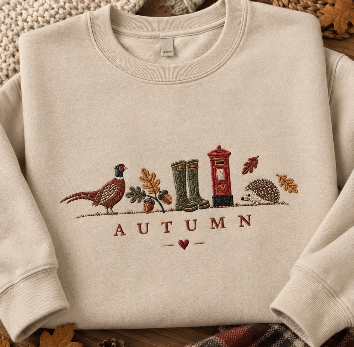 Autumn Sweatshirt | British Countryside Embroidery Effect