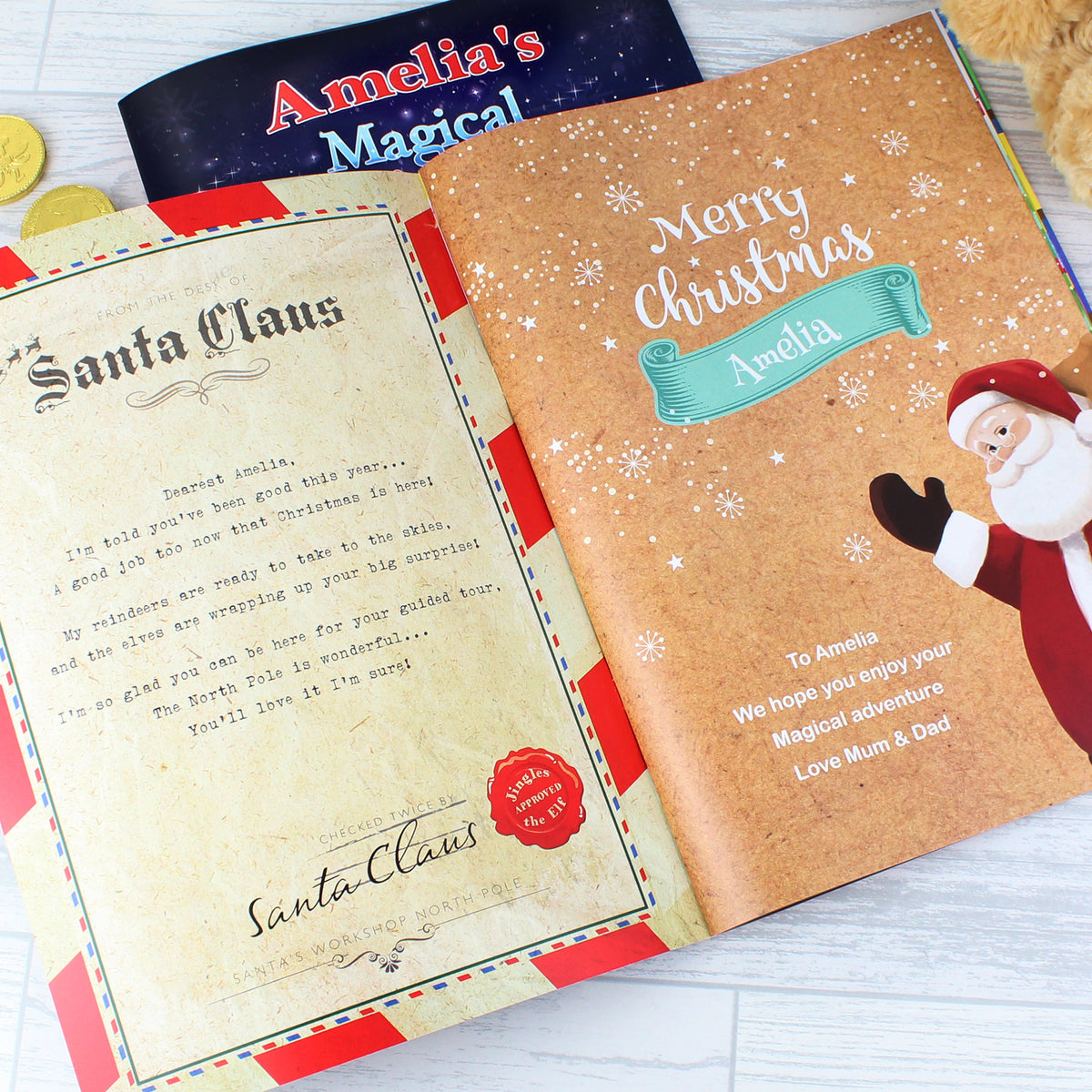 Personalised Magical Christmas Adventure Book & Teddy Bear