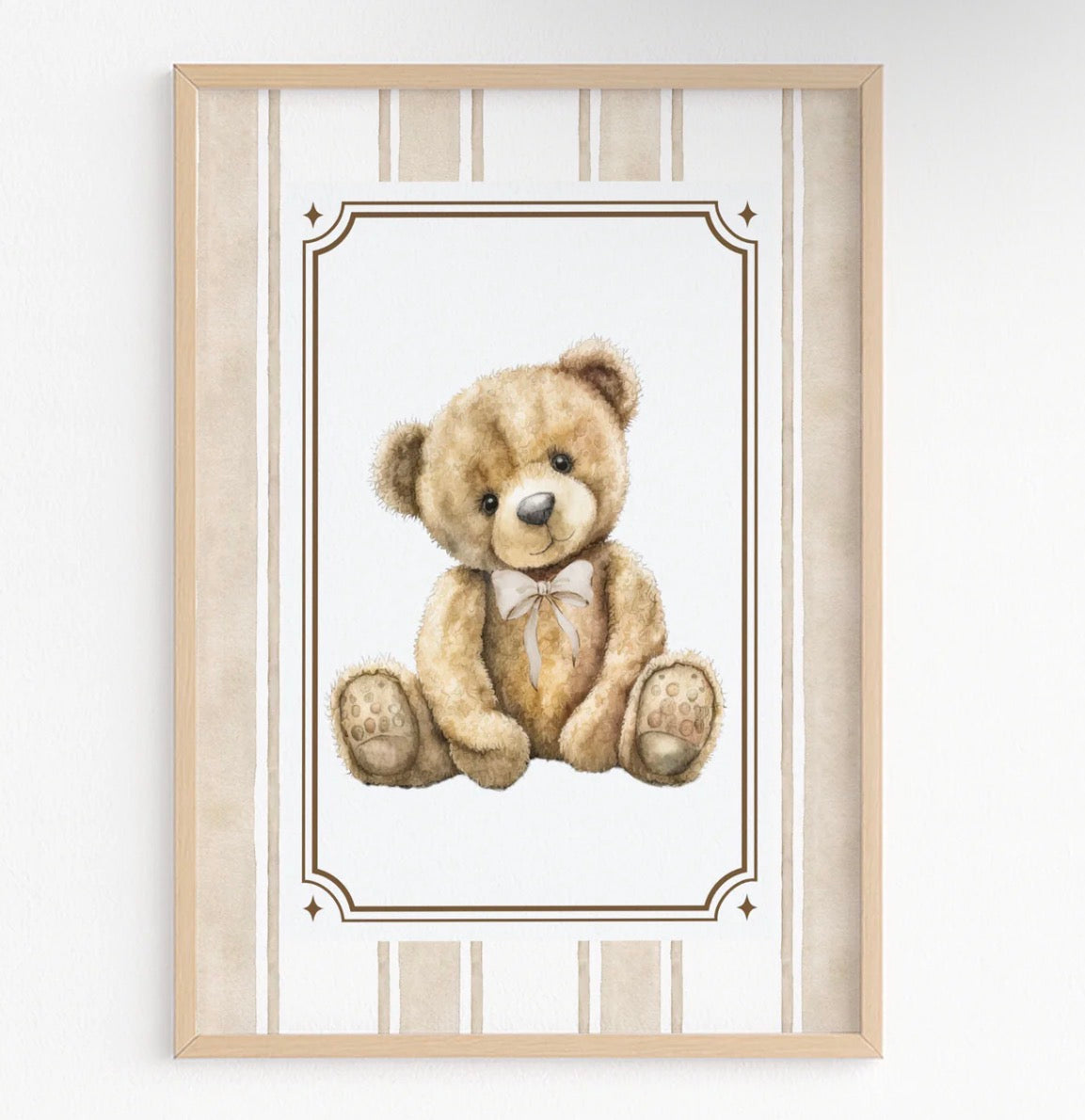Vintage Teddy Bear Nursery Wall Print | A3 Art Print