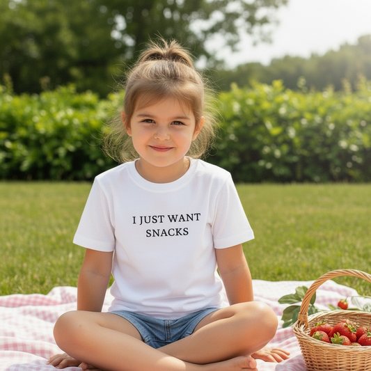 “I Just Want Snacks” Kids T-Shirt – Funny Children’s Graphic Tee