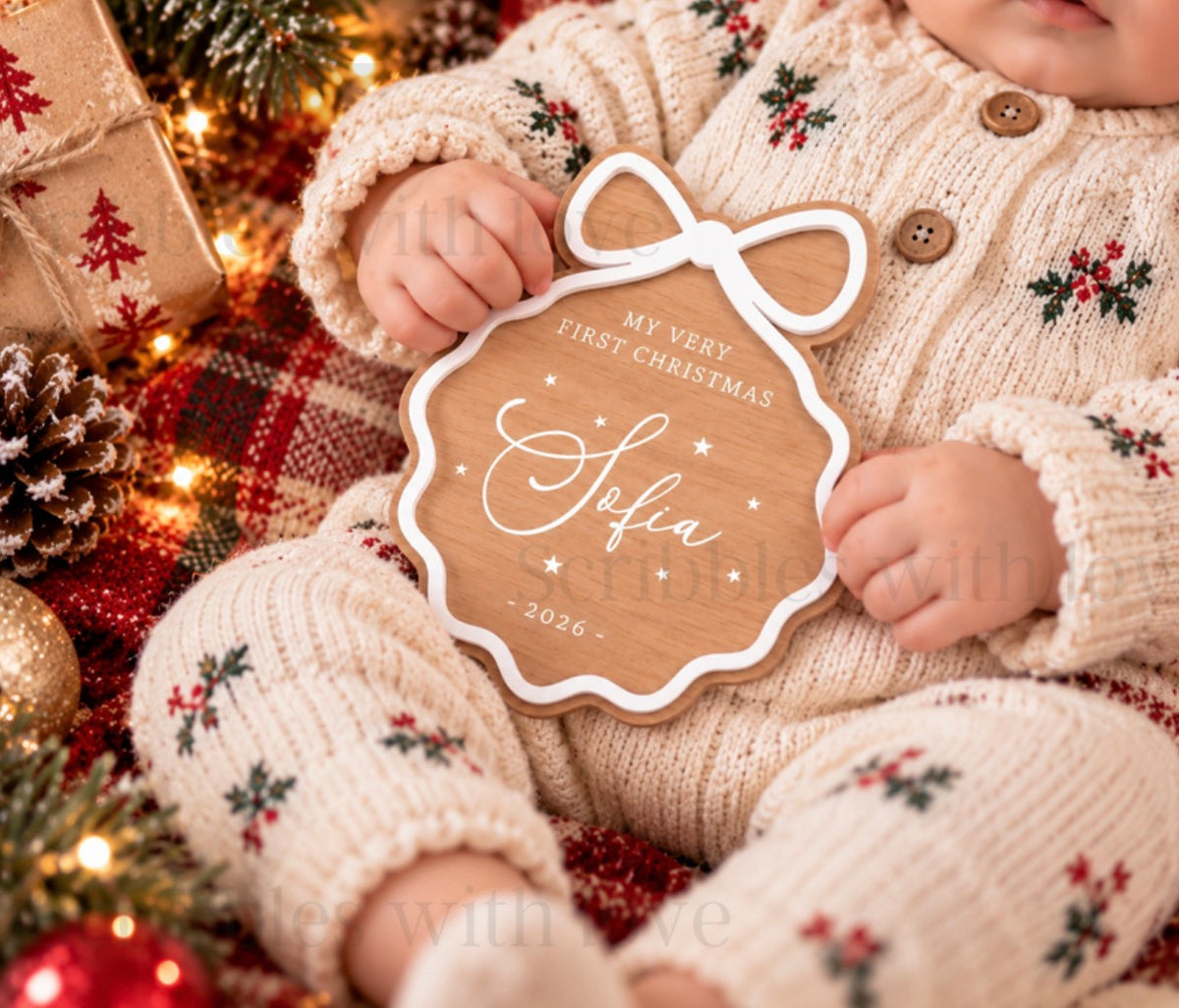 Personalised My Very First Christmas Wooden Baby Plaque | Christmas 2026