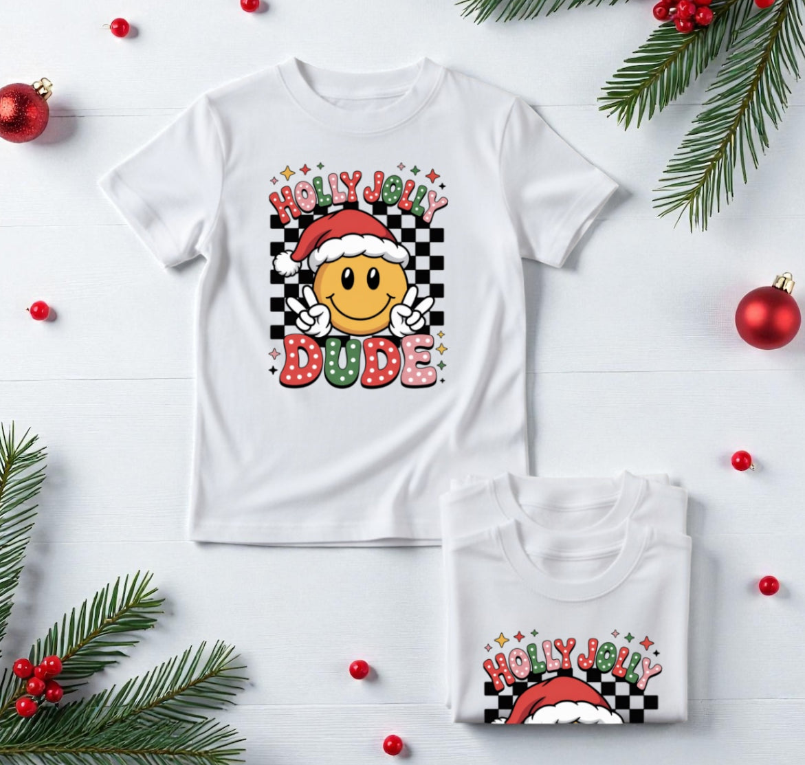 Holly Jolly Dude Children’s Christmas T-Shirt