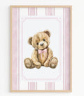 Pink Teddy Bear Nursery Wall Print | A3 Nursery Art Print