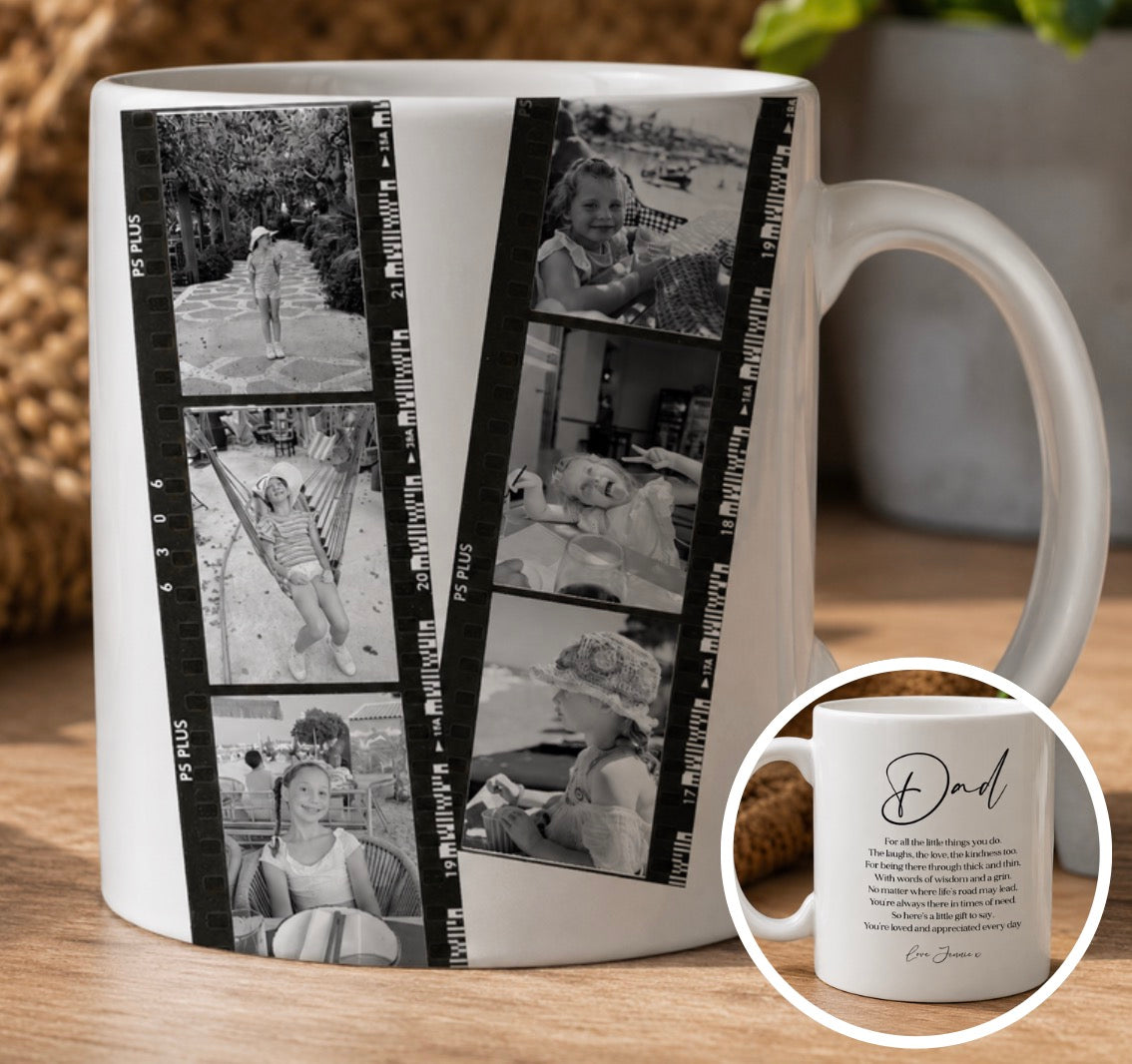 Personalised Dad Photo Film Strip Mug