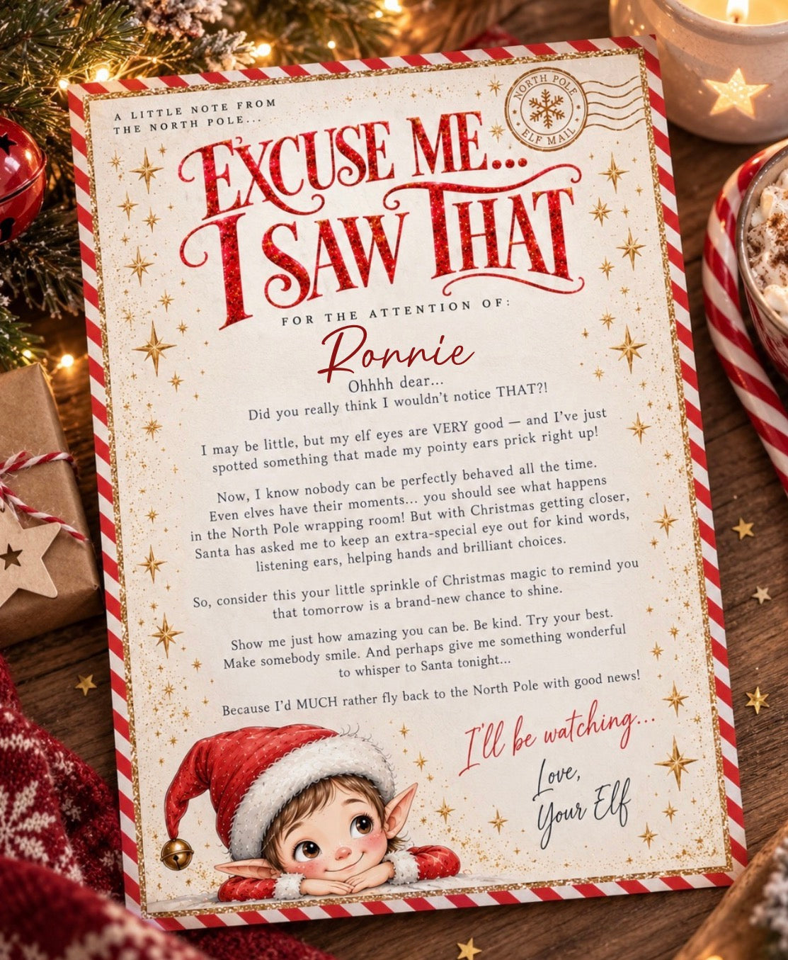 Personalised ‘Excuse Me… I Saw That!’ Elf Letter
