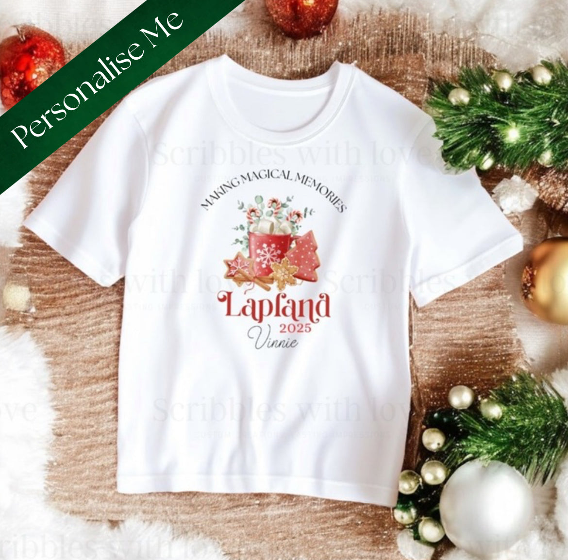 Personalised Kids Lapland 2025 T-Shirt – Custom Christmas Family Holiday Shirt Keepsake