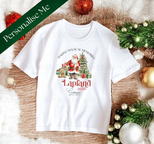 Personalised Kids Lapland 2025 T-Shirt – Custom Christmas Family Holiday Shirt Keepsake