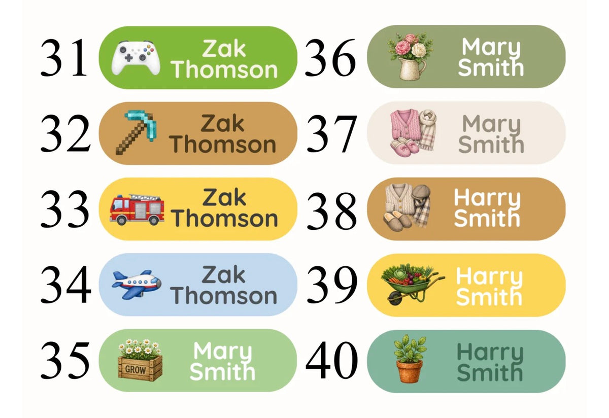 Custom Clothing Name Labels - Iron on