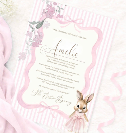 Personalised Easter Bunny Letter - Pink