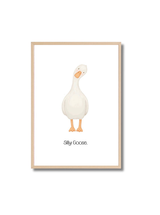 Pretending To Listen, Thinking Of Snacks Goose Print | Funny Farmhouse Wall Art