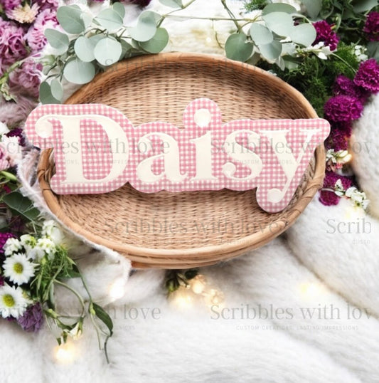 Gingham Name Door Plaques