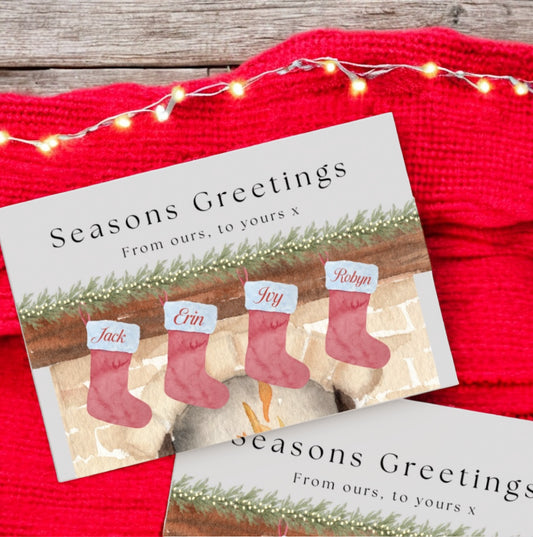 Personalised Stocking Christmas Card - Pack of 4