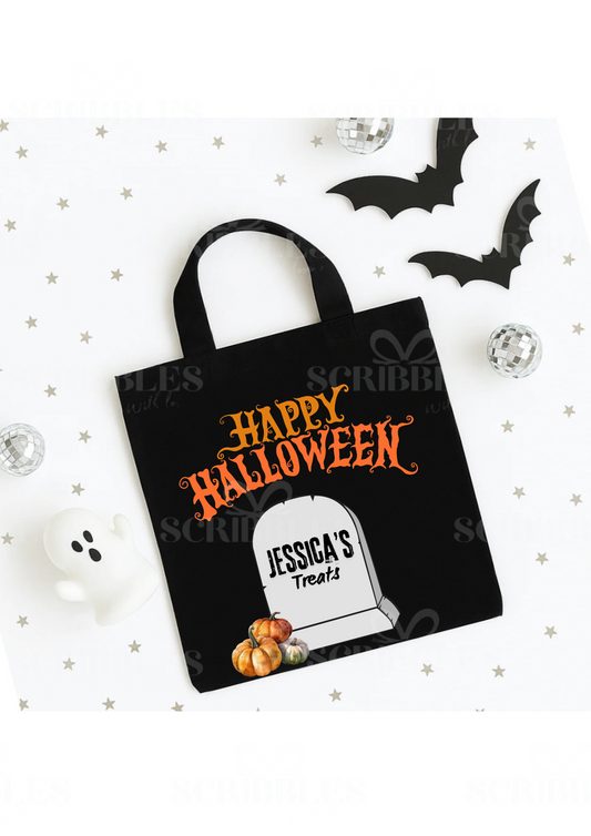 Personalised Gravestone Kids Trick or Treat Halloween Bag
