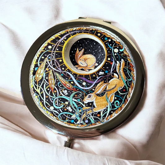 NEW! Hare In The Moon compact mirror