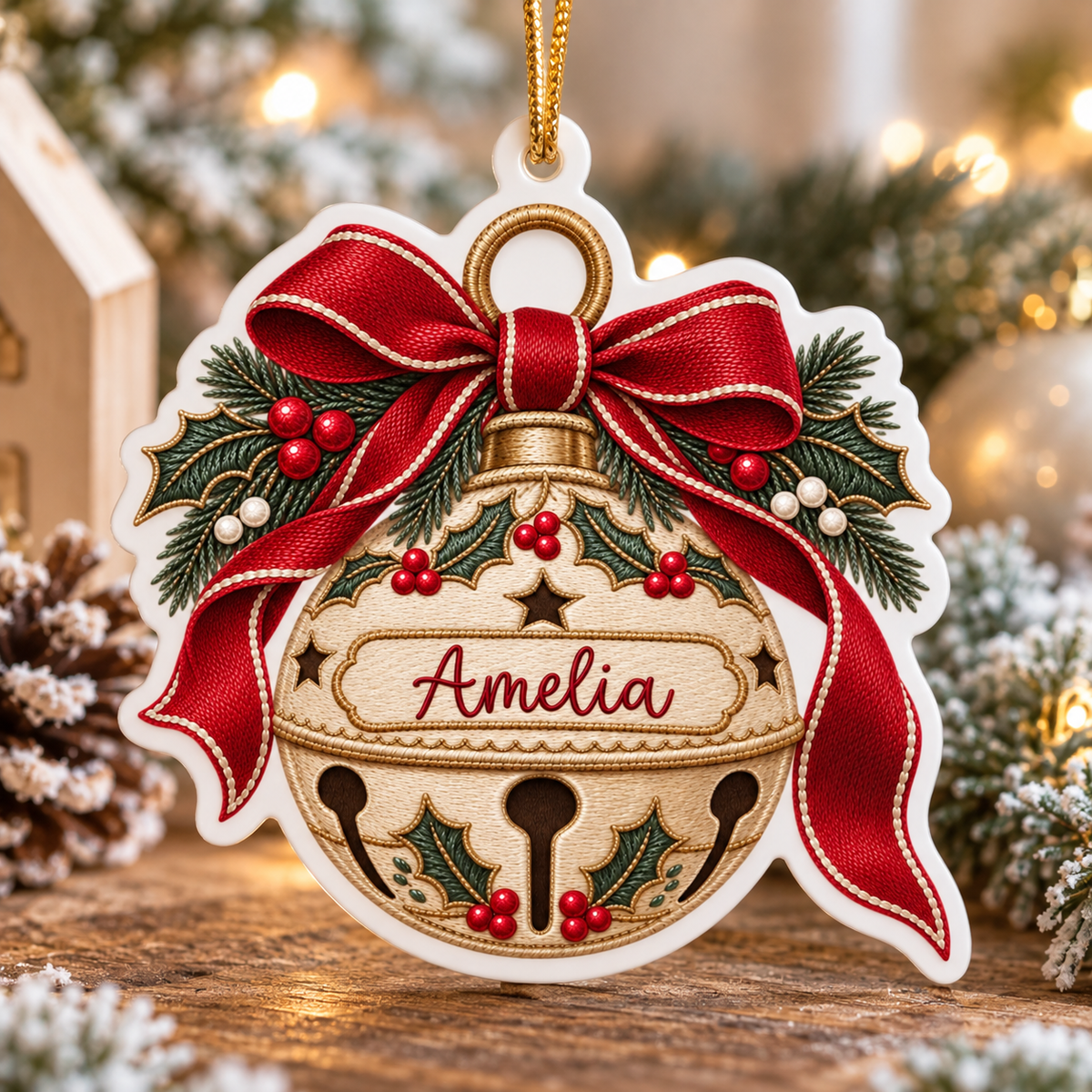 Personalised Traditional Christmas Bell Acrylic Ornament