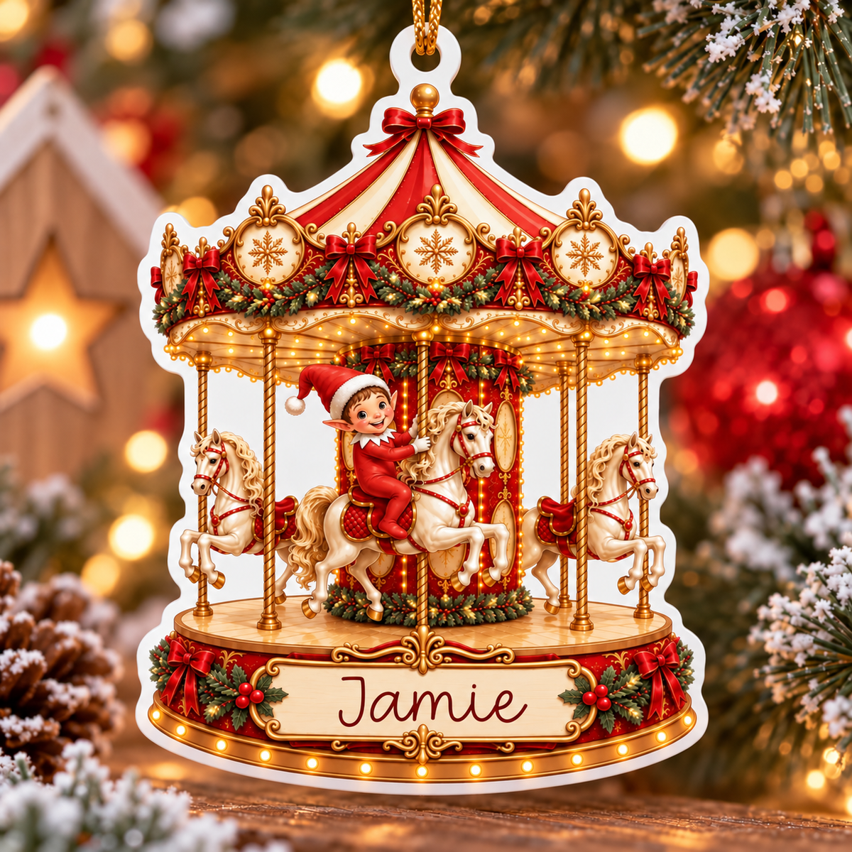 Personalised Christmas Carousel Acrylic Ornament